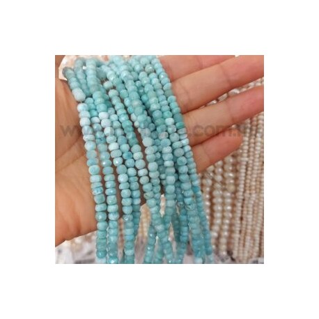 Larimar dona facetada 5mm x 3mm