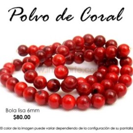 Polvo de coral rojo, bola lisa 6mm