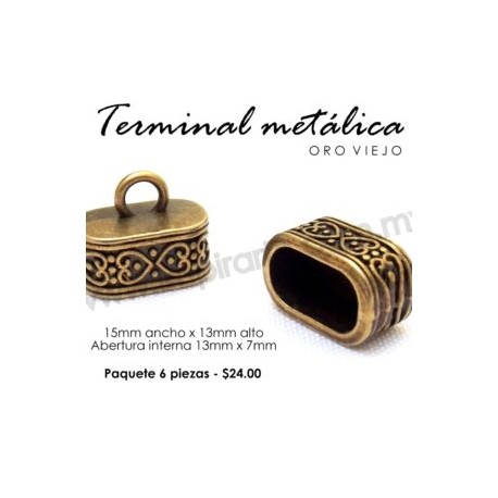Terminal metálica rectangular 15mm x 13mm