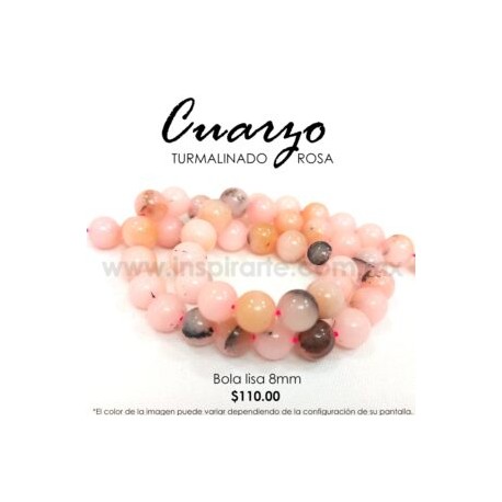 Cuarzo Turmalinado Rosa bola lisa 8mm