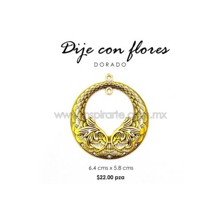 Dije circular con flores 6.4cms x 5.8cms