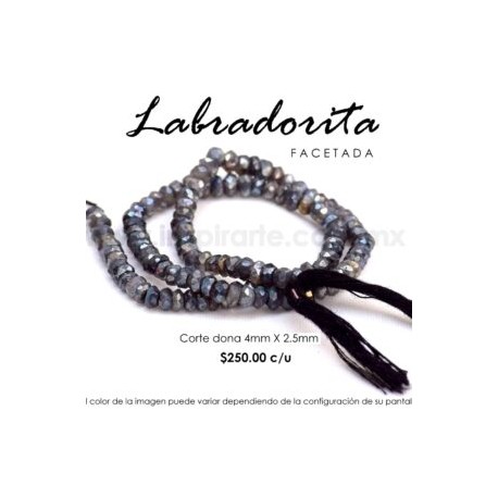 Labradorita dona facetada 4mm x 2.5mm