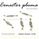 Dije conector pluma plateado 2.5 cms x 0.4 cms