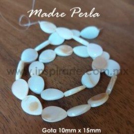 Madre perla, gota 10mm x 15mm