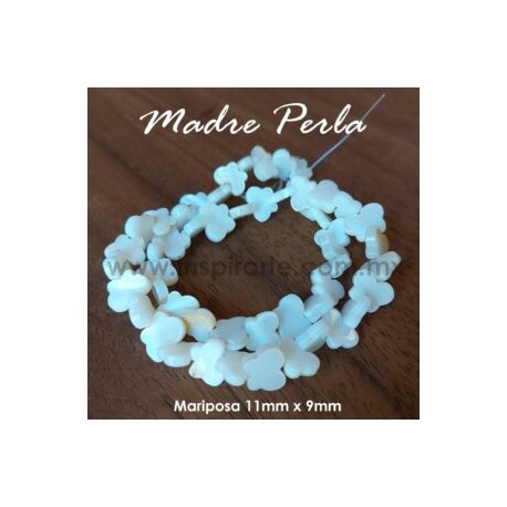 Madre perla, mariposa 11mm x 9mm