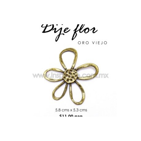 Dije flor oro viejo 5.8cms x 5.3 cms