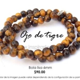 Ojo de tigre, bola lisa 6mm