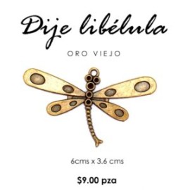 Dije libélula oro viejo
