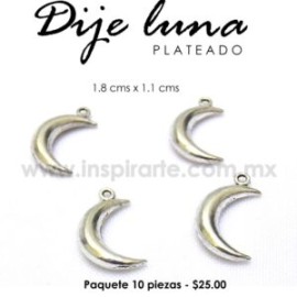 Dije luna plateada 1.8 x 1.1 cms