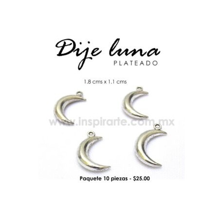 Dije luna plateada 1.8 x 1.1 cms