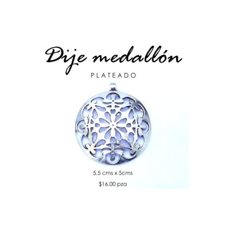 Dije medallón plateado