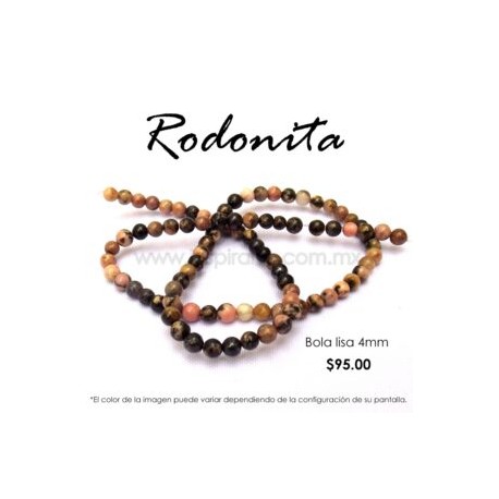 Rodonita, bola lisa 4mm