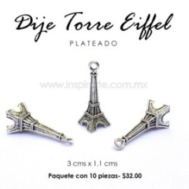 Dije Torre Eiffel plateada 3 cms x 1.1 cms