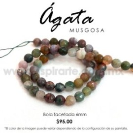 Ágata Musgosa bola facetada 6 mm