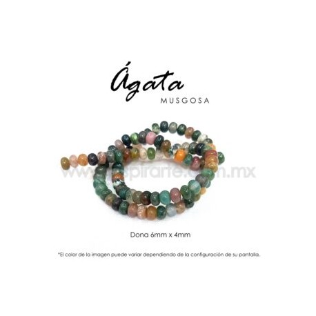 Ágata musgosa dona 6mm x 4mm