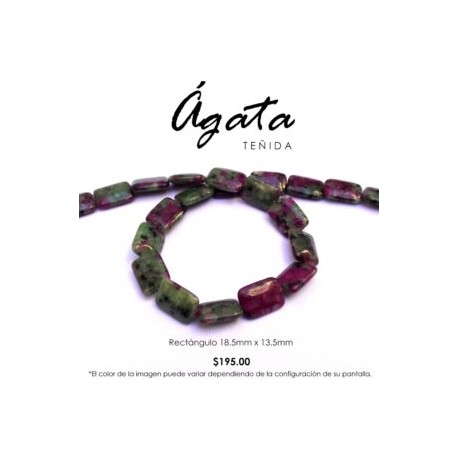 Ágata sandía, rectángulo 18.5mm x 13.5mm