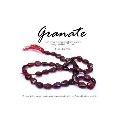 Granate, gota irregular 8mm x 6mm