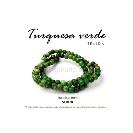 Turquesa Verde bola lisa 4 mm