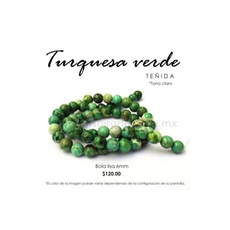 Turquesa Verde bola lisa 6 mm