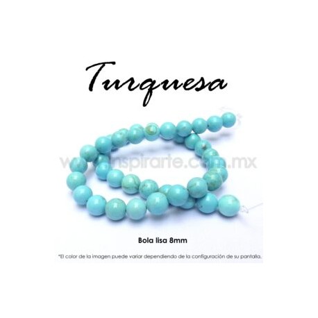 Turquesa, bola lisa 8mm