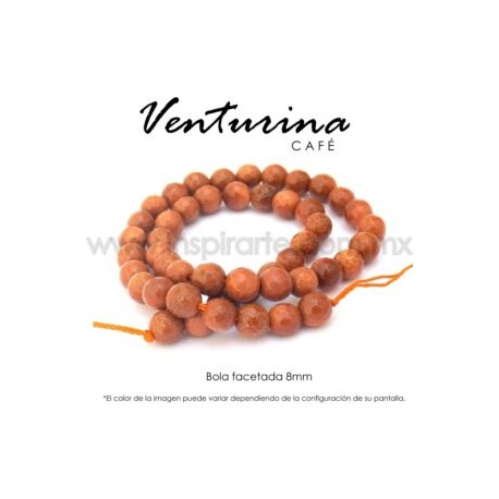 Venturina café, bola facetada 8mm