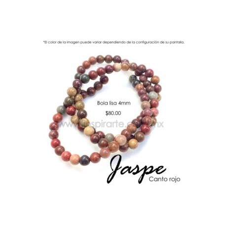 Jaspe Canto Rojo bola lisa 4mm