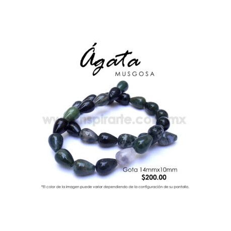 Ágata Musgosa gota 14mm