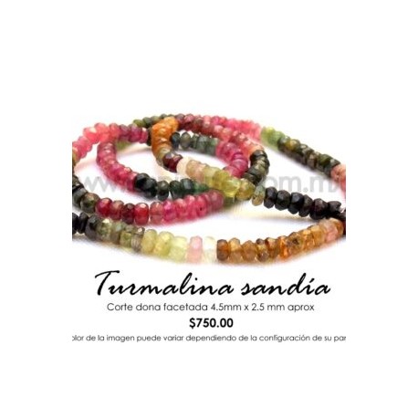 Turmalina sandía, dona facetada 4.5×2.5mm
