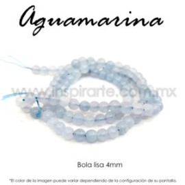 Aguamarina mate, bola lisa 4mm