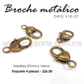 Broche perico corazón 27mm x 14mm
