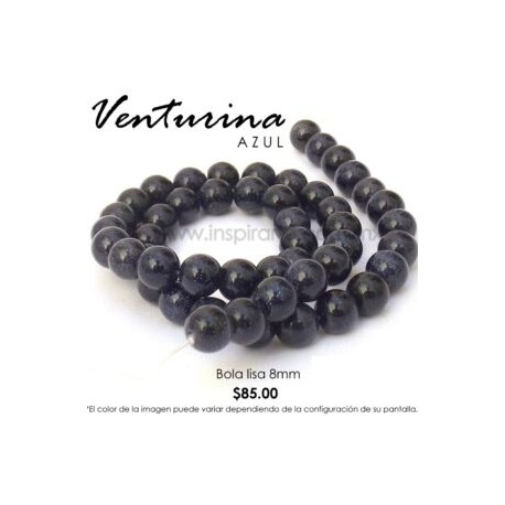 Venturina azul, bola lisa 8mm