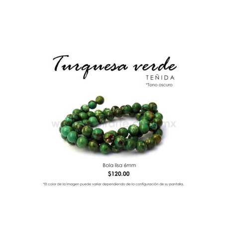Turquesa Verde oscuro bola lisa 6 mm