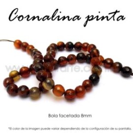 Cornalina pinta, bola facetada 8mm
