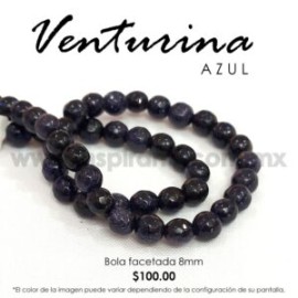 Venturina azul bola facetada 8 mm