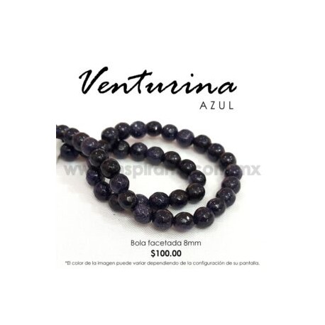 Venturina azul bola facetada 8 mm