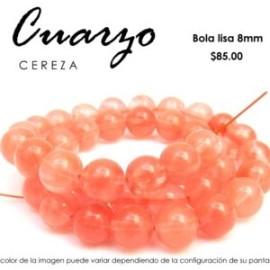 Cuarzo cereza bola lisa 8mm