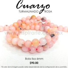 Cuarzo Turmalinado Rosa bola lisa 6mm