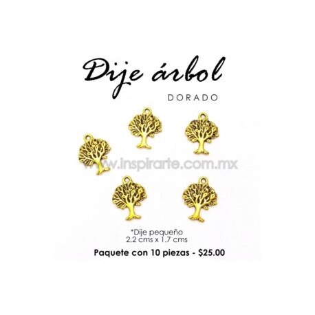 Dije árbol dorado 2.2cms x 1.7cms