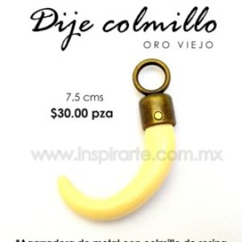 Dije colmillo resina beige