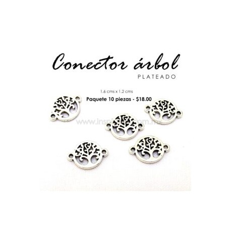 Dije conector árbol plateado 1.6 cms x 1.2 cms