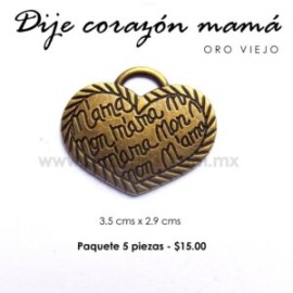 Dije corazón oro viejo 3.5 cms x 2.9 cms