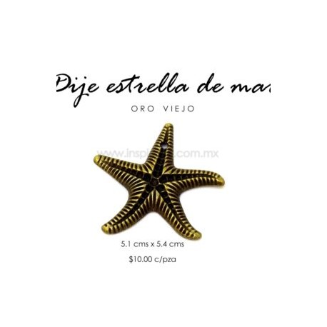 Dije estrella de mar oro viejo 5.1cms x 5.4 cms