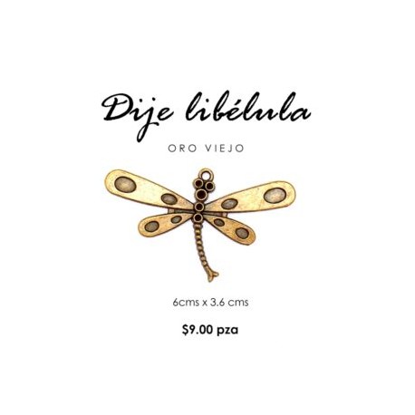 Dije libélula oro viejo