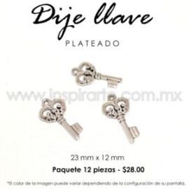 Dije llave plateada 23 mm x 12 mm