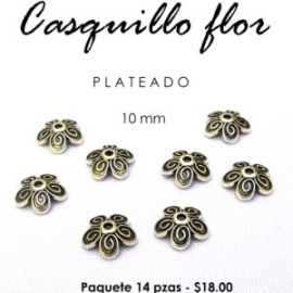 Casquillo flor plateado 10mm