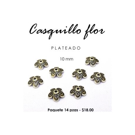 Casquillo flor plateado 10mm