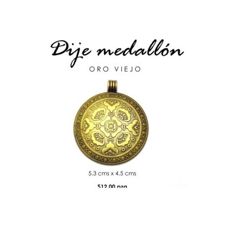 Dije medallón oro viejo 5.3 cms x 4.5 cms