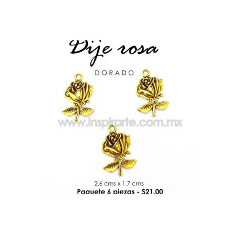 Dije rosa dorada 2.6cms x 1.7 cms