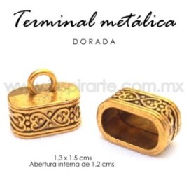 Terminal metálica rectangular dorada