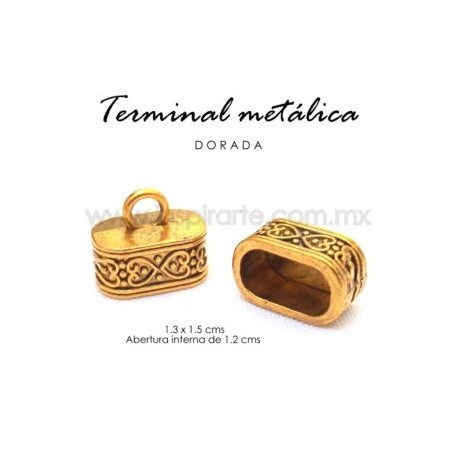 Terminal metálica rectangular dorada